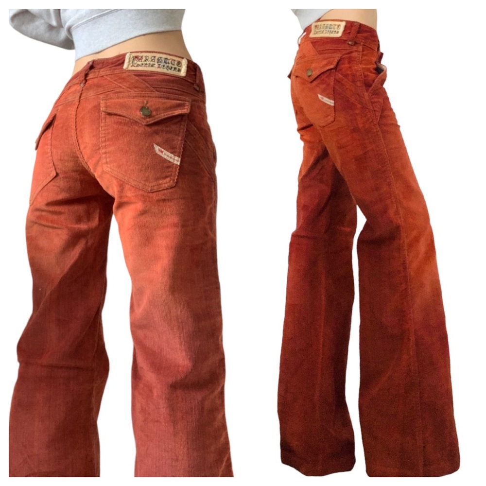 NWT Vintage Parasuco Corduroy Flared Pants Jeans Low Rise Extra Long 25 26 27 ..